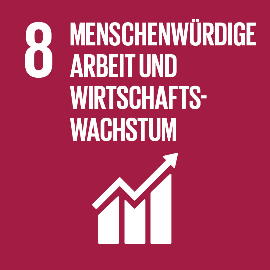 Icon von Ziel für nachhaltige Entwicklung Nummer 8. Icon von Ziel für nachhaltige Entwicklung Nummer 8.