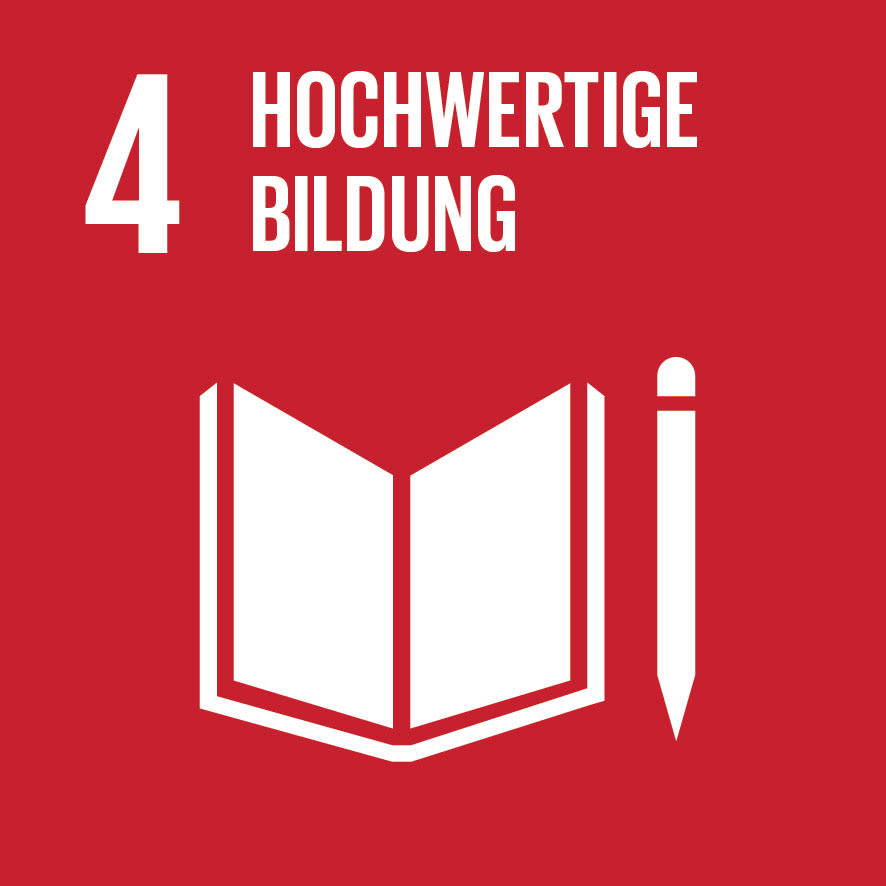 Icon von Ziel für nachhaltige Entwicklung Nummer 4. Icon von Ziel für nachhaltige Entwicklung Nummer 4.
